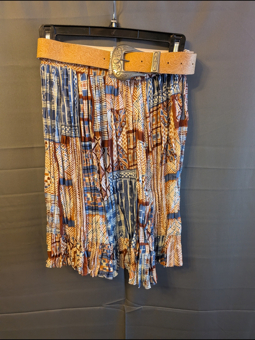 NWT Vintage Desert West Sherry Holt Southwestern Patchwork Pleated Mini Skirt